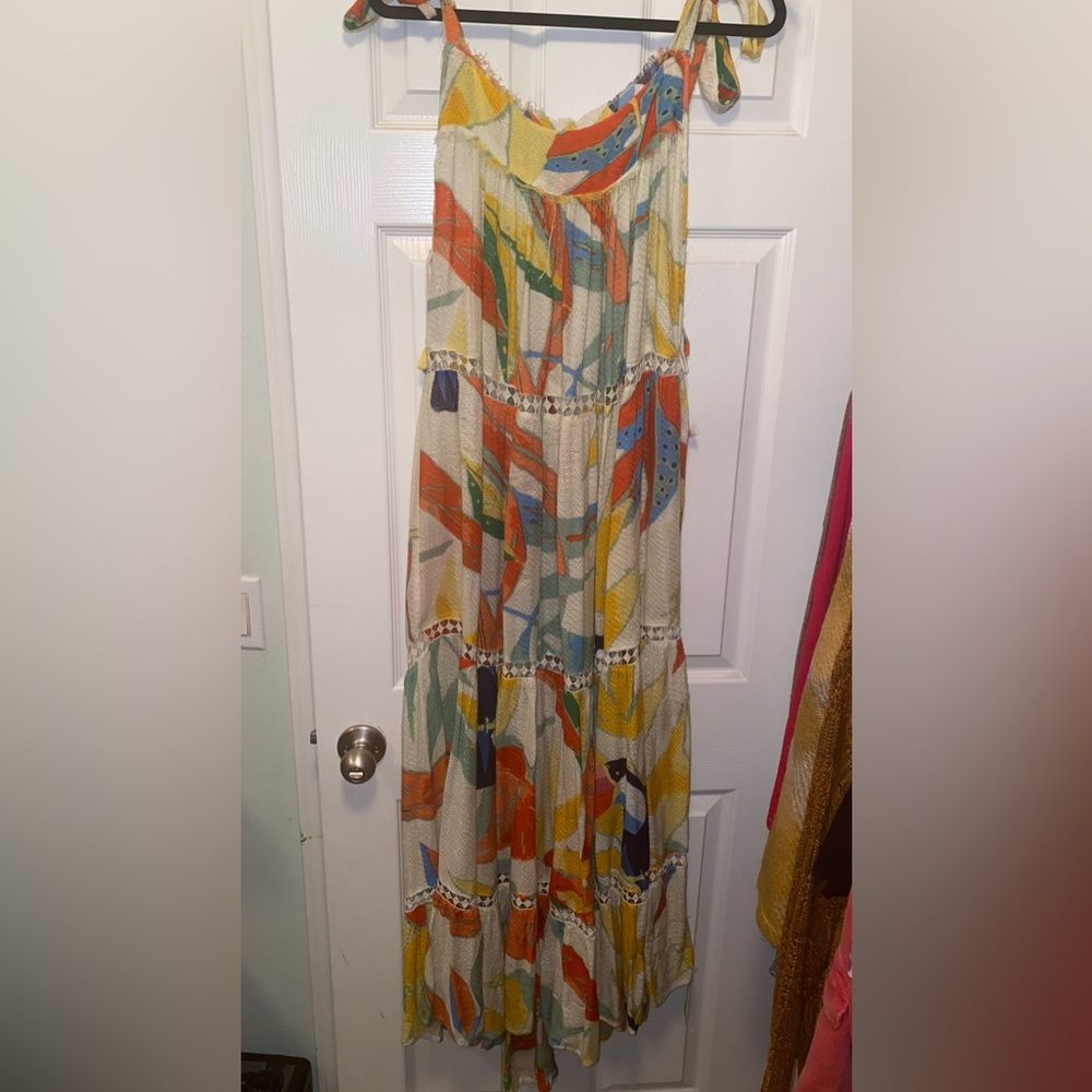 Vici multi color adjustable strap maxi dress size L